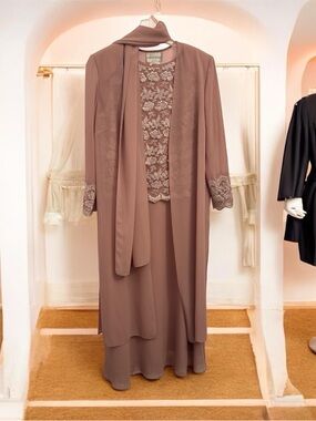 David's Bridal Dusty Rose Lace Evening Dress 16 WP